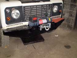 Winche on the front of a Land Rover